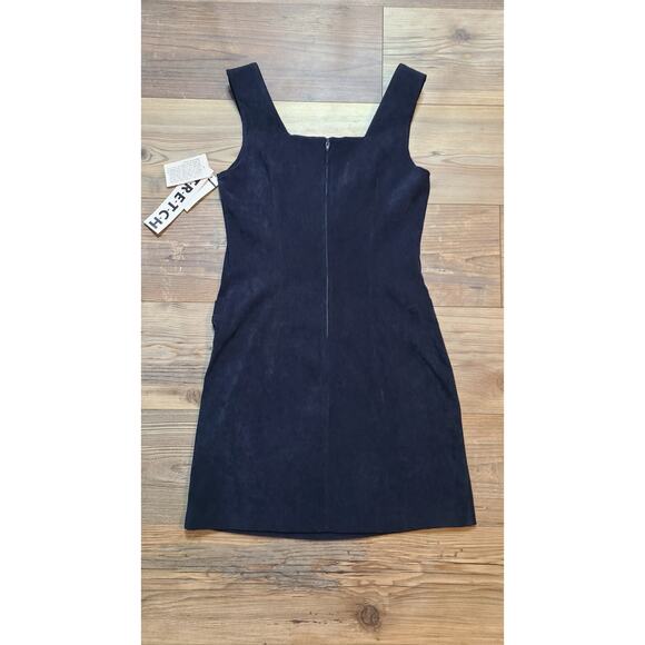 VTG City Triangles Sheath Dress Womens 9 90's Y2K Velvet Blue/Black Square Neck - Picture 2 of 9
